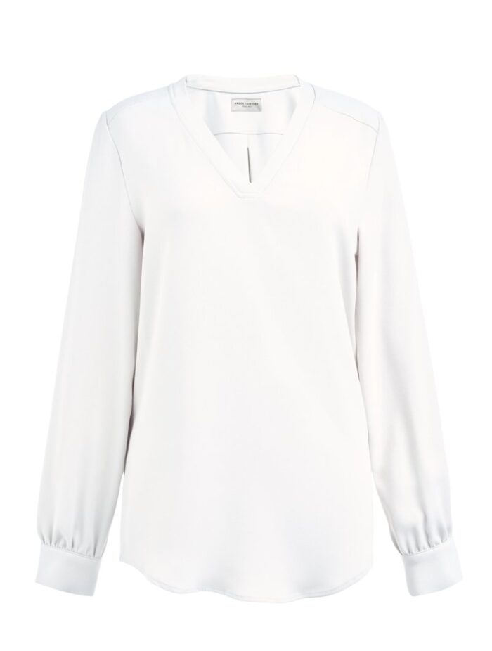 V-kaula-aukollinen silkki kreppi pusero - Image 2