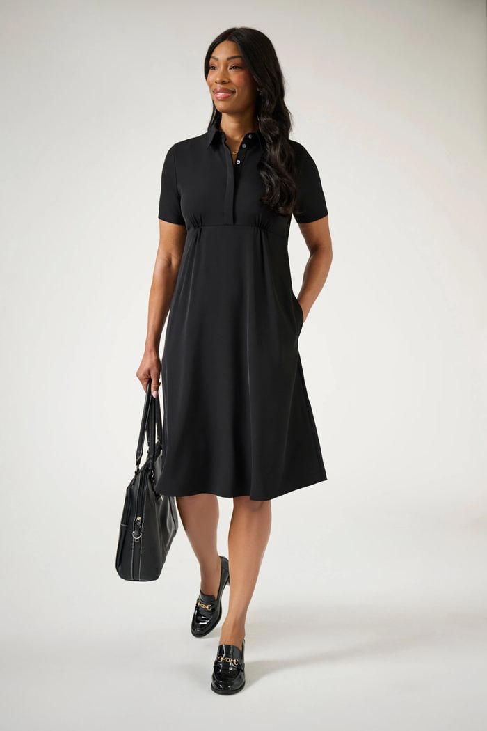 Krekla stila kleita ar īsām piedurknēm un kabatām - Image 6