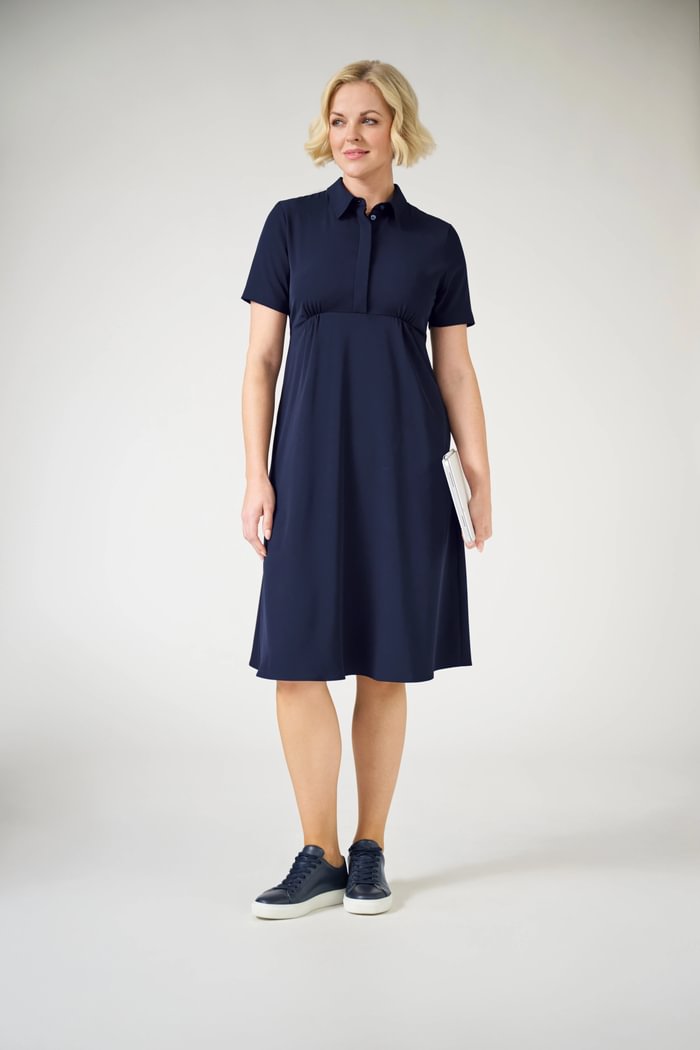 Krekla stila kleita ar īsām piedurknēm un kabatām - Image 5